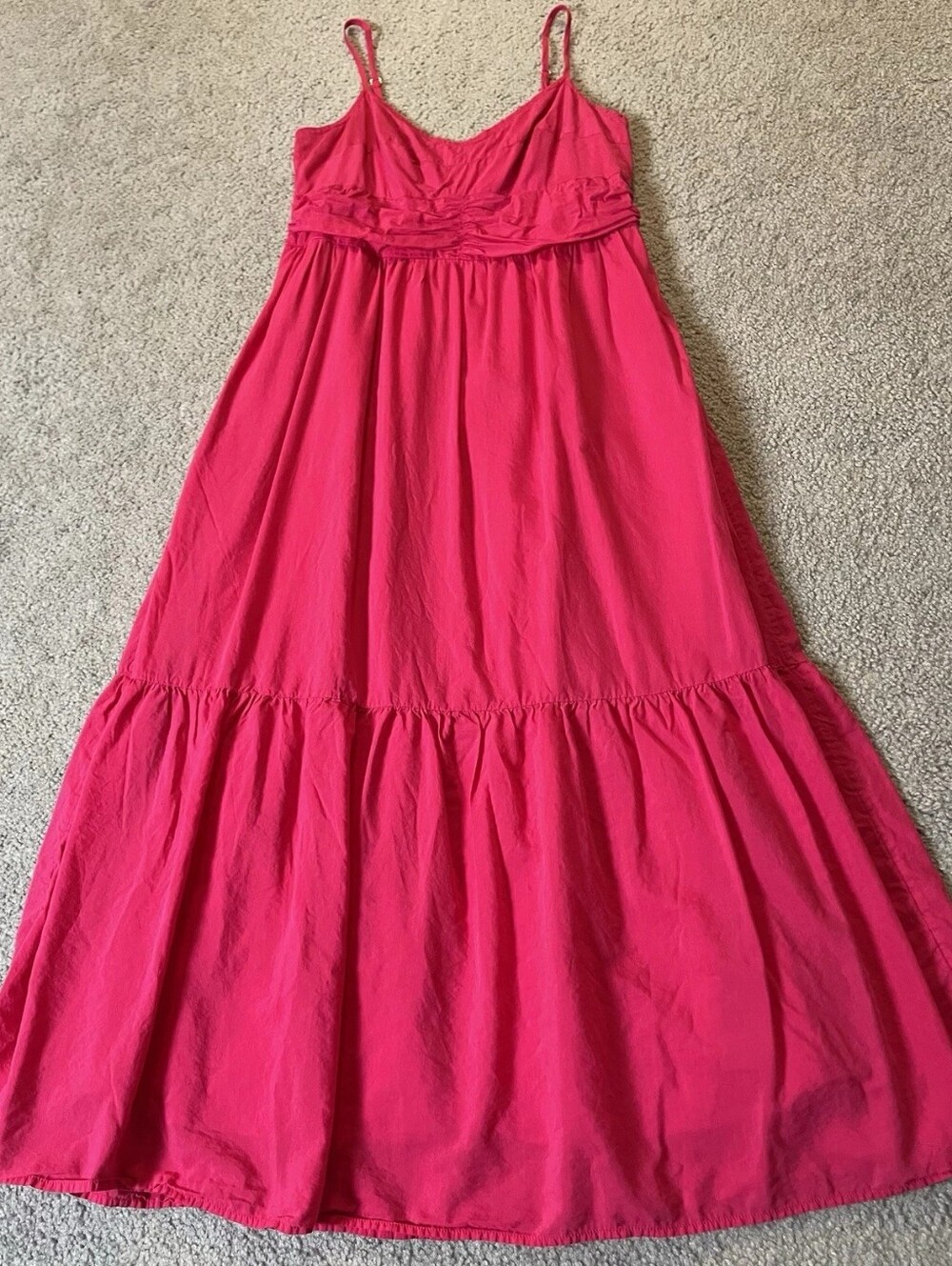 Women's Sleeveless Fuchsia Maxi Dress with Spaghetti Straps - Picture 4 of 4